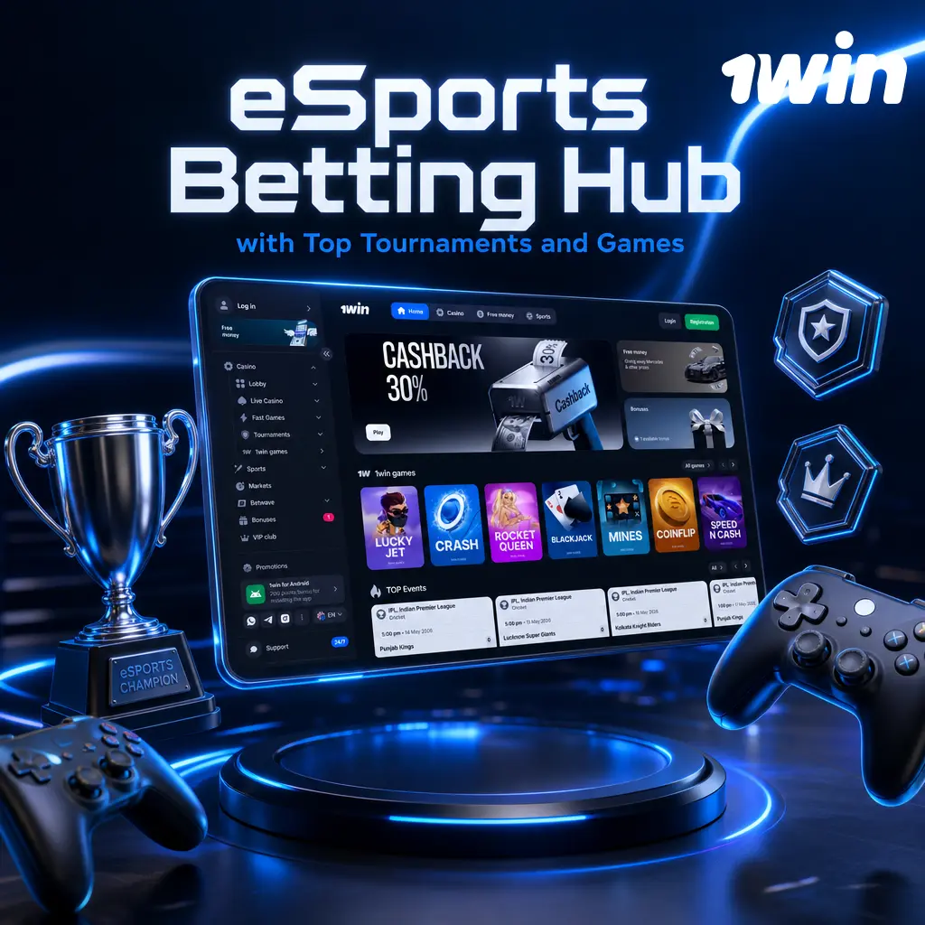 1win eSports betting hub featuring live odds and streaming for Dota 2, CS2, League of Legends, Valorant, and Mobile Legends.