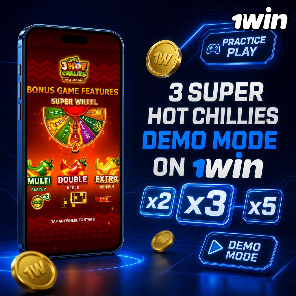3 Super Hot Chillies demo mode on 1win – play free, test wilds and paylines with virtual credits, no download needed.