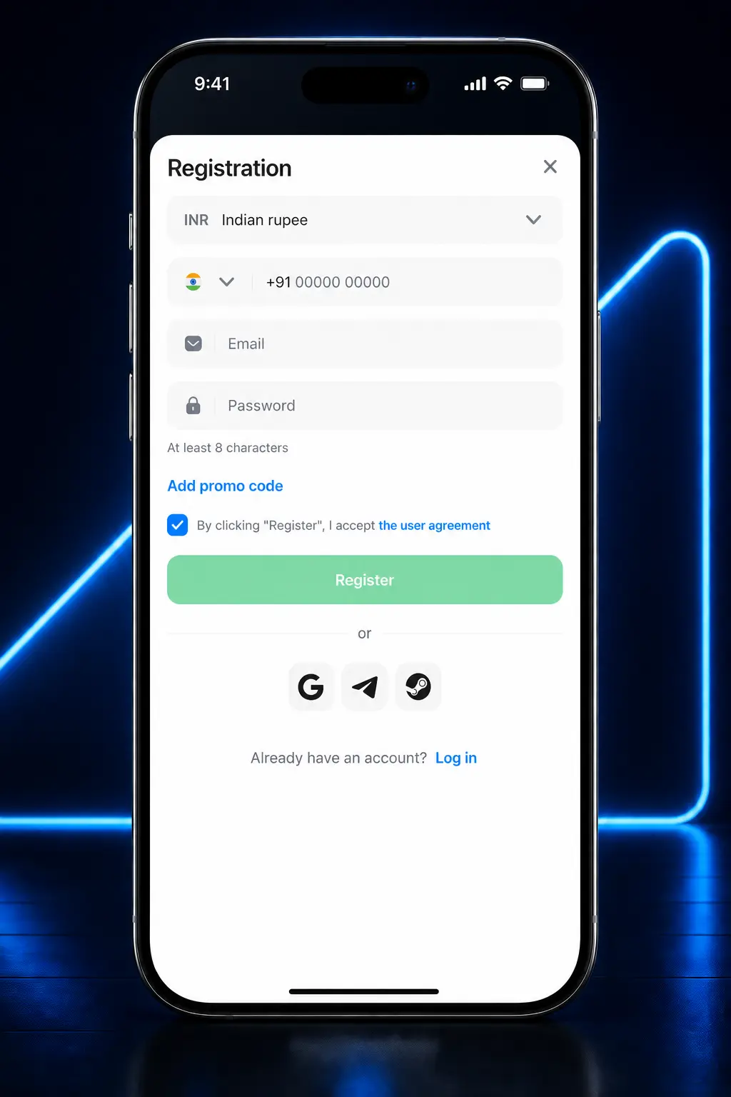 Step-by-step guide showing how to sign up, log in, and play JetX on 1win via app or browser