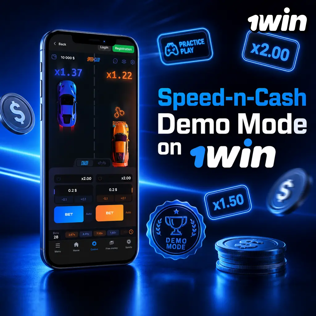 Speed-n-Cash demo mode on 1win casino lobby, showing virtual credits, reels, and scatter bonus triggers
