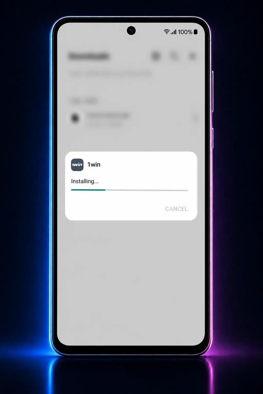 Step-by-step screenshot guide showing how to download and install the 1win Android APK file safely